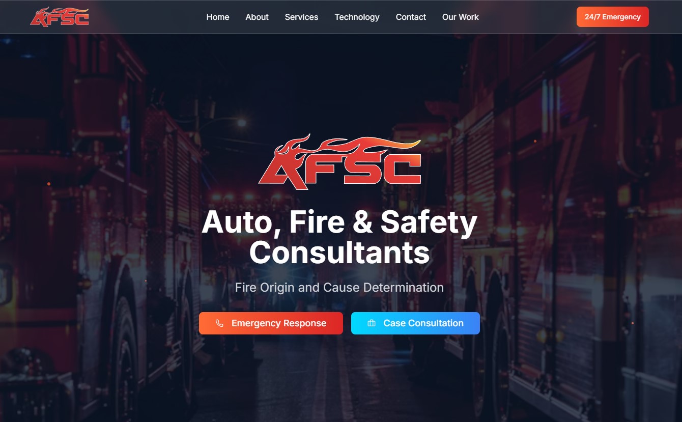 Auto, Fire & Safety Consultants website screenshot