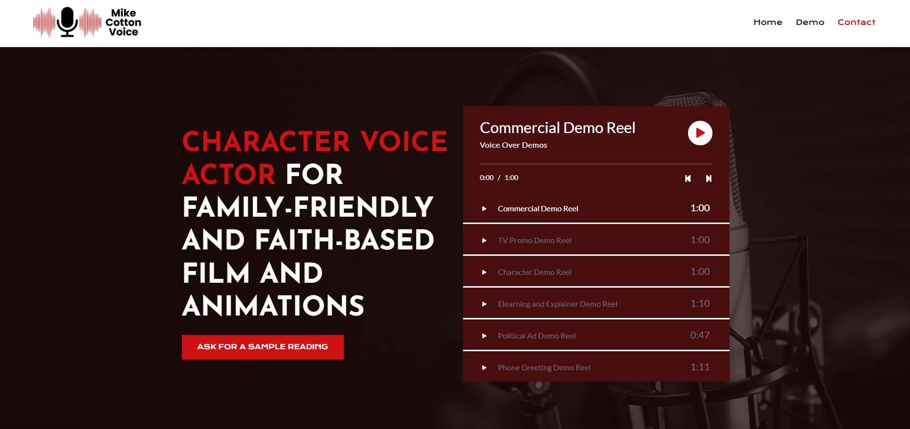 Mike Cotton Voice website screenshot